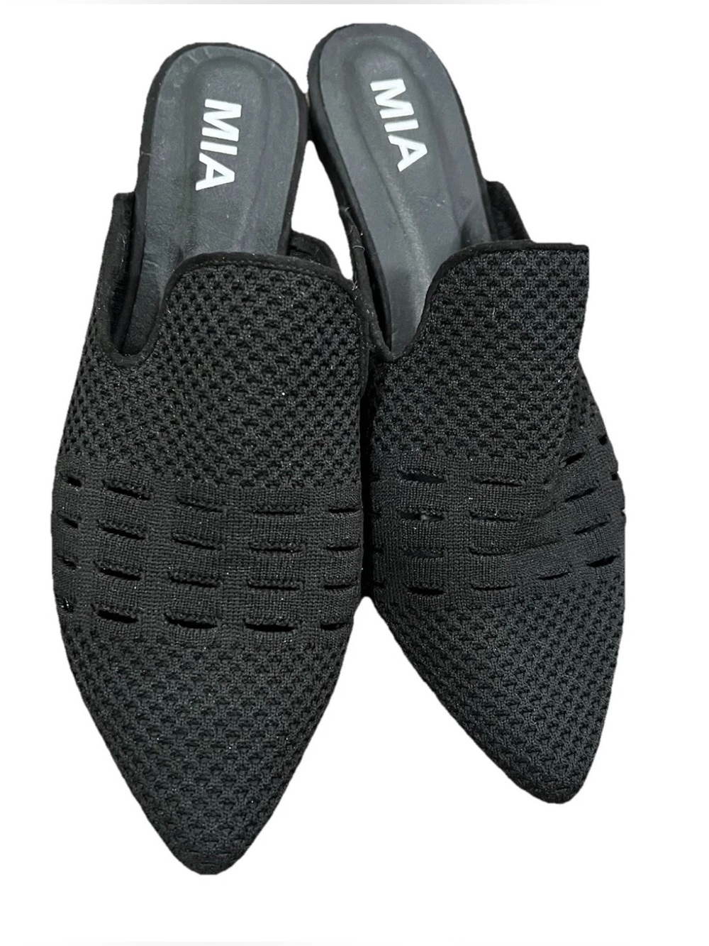 MIA Black Knit Pointed Slip-On Flat